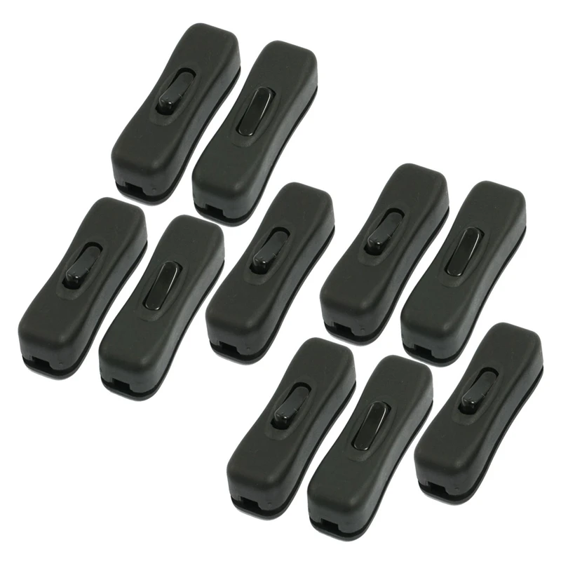 

10 Pcs AC 250V/125V 2A Black Plastic ON/OFF Button In Line Cord Switches