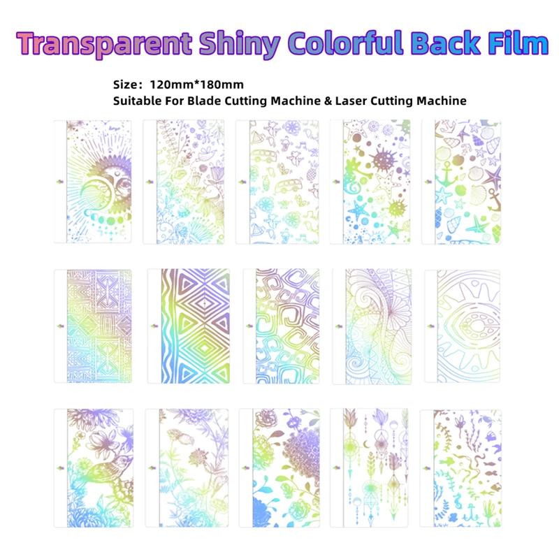 

50pcs Back Sticker For Cutting Machine Transparent Shiny Colorful Back Film For iPhone Screen Protector Decorative Back Cover