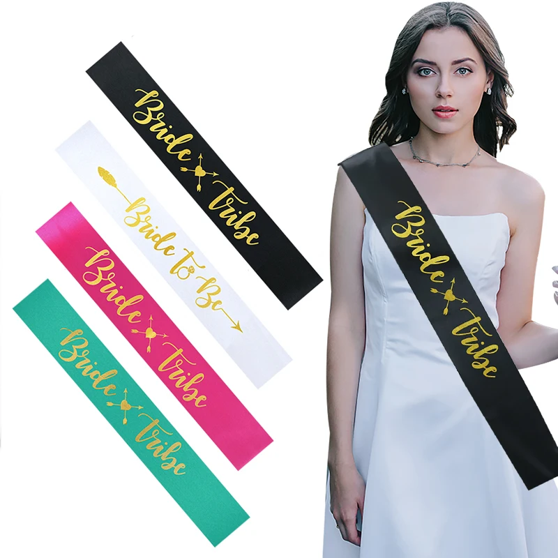 

Bride To Be Shoulder Sash Wedding Girl Bridal Shower Team Bride Tribe Satin Sash Hen Bachelorette Party DIY Decoration Supplies