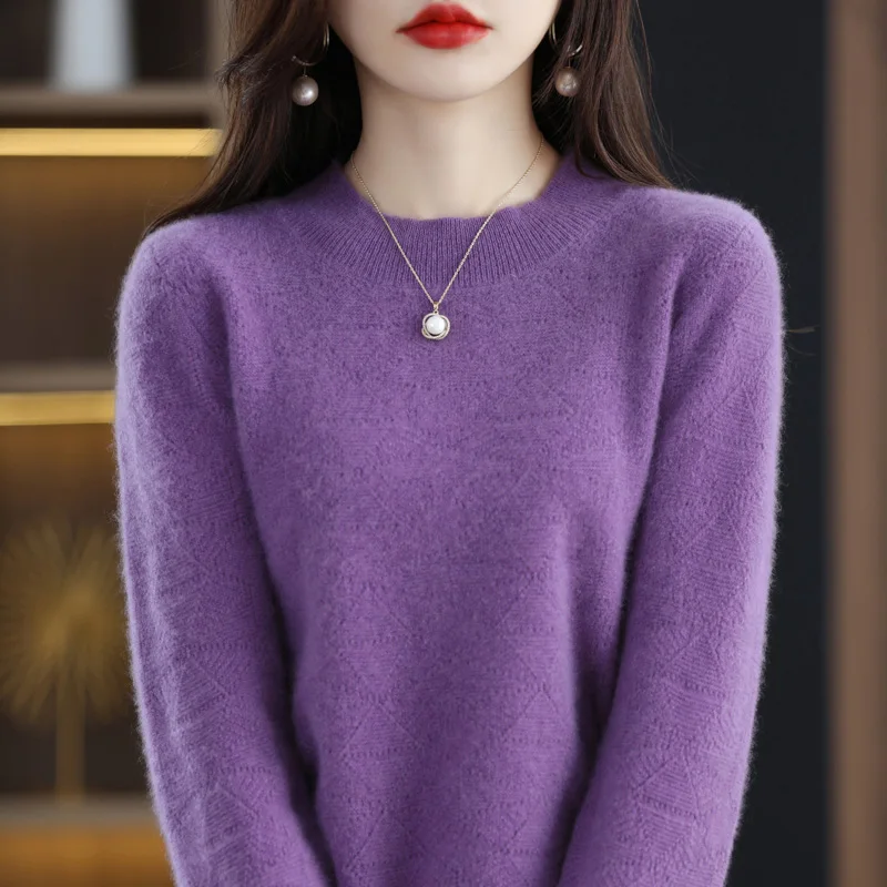 

Женский свитер с круглым вырезом, зеленый шерстяной пуловер, теплый и мягкий свободный свитер для осени и зимы