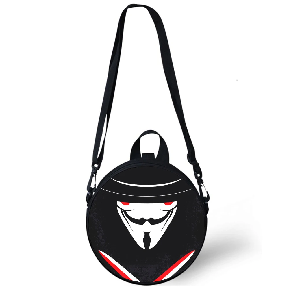 V for Vendetta Child kindergarten Bag 3D Print Crossbody Shoulder Bags For School Women Mini Round Bagpacks Rugtas Bag