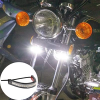 12v universal motorcycle led turn signal light drl yellow white moto flasher ring fork strip lamp sighal light moto accessories