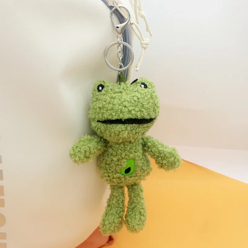 

Green Frog Keychain Plush Keychains Cartoon Ugly Smile Face Doll Pendant Fashion avocado Ornaments Keyring Lanyard Keys Gift