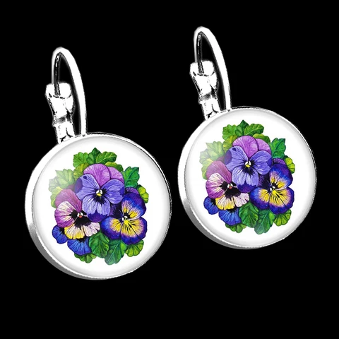 Boho Flower Drop Earrings For Women Cute Small Flower Stud Earrings For GIRL Party Birthday Glass Cabochon Earring Jewelry