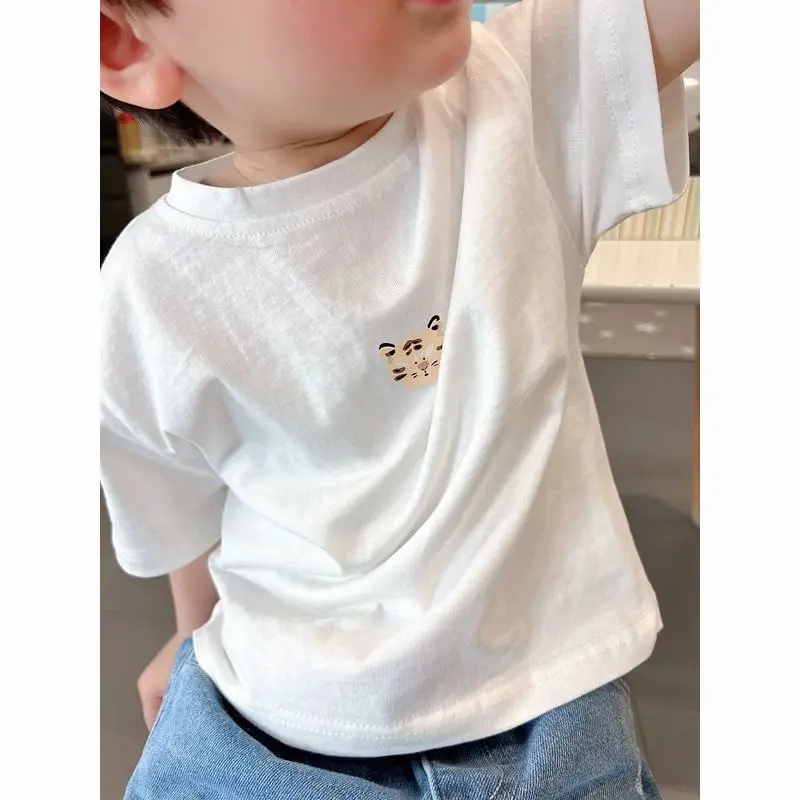 

100% cotton boys and girls printed short-sleeved T-shirt summer new style of small and medium-sized children with top bottoms 4