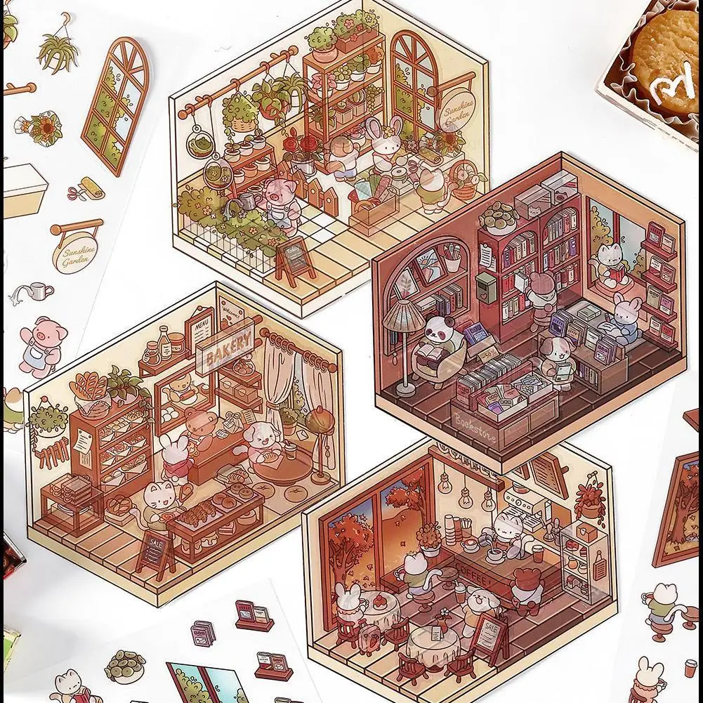 Мультяшные мини-сцены 3D пейзажные наклейки сделай сам имитация кабины