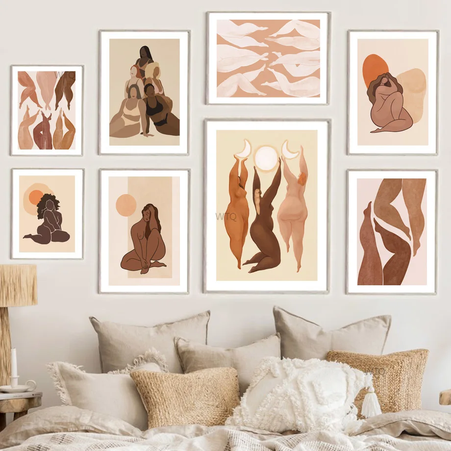 

Nordic Poster Curvy Girl Black Woman Legs Body Positive Abstract Wall Art Print Canvas Painting Decor Pictures For Living Room