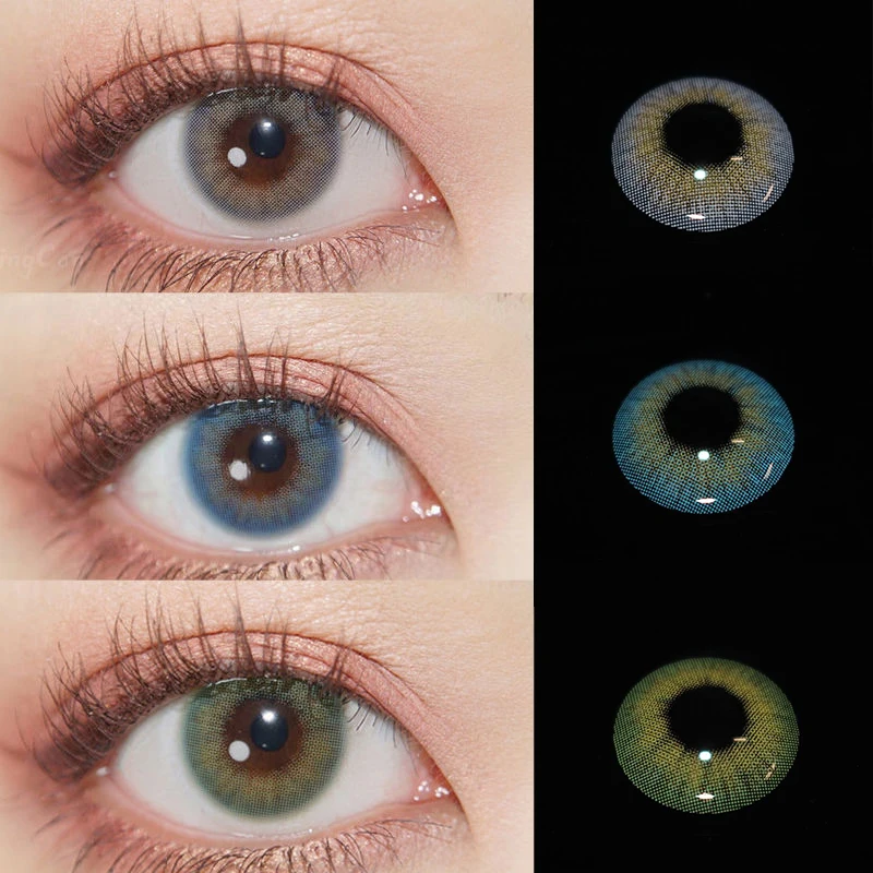 

2Pieces Colored Contact Lenses Bueatiful Pupil Color Circle Lens Luna Prescription Yearly Natural Coloured Contacts
