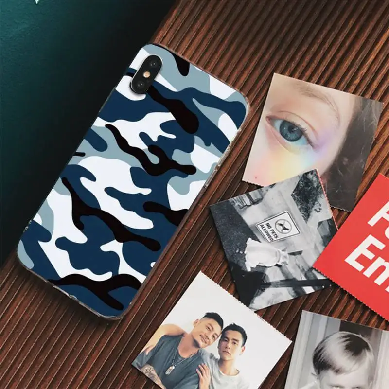 Camouflage Pattern Phone Case For iPhone 13 14 Pro Max XS XR 12 11 Pro 13 Mini 6 7 8 Plus Clear Back Cover Capa