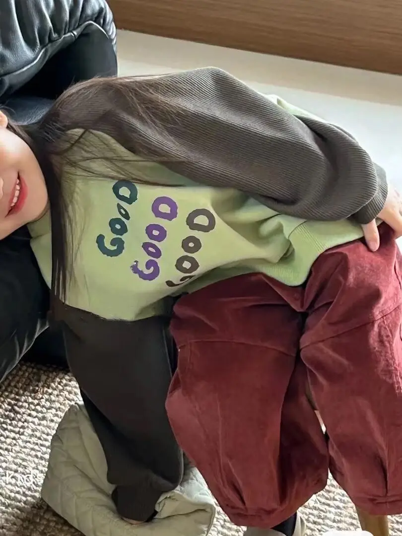 

Children Hoodie 2023 Boys and Girls Spring and Autumn Cute Letter Top Fashion Casual Simple Kids Red Pants Two Piece Set