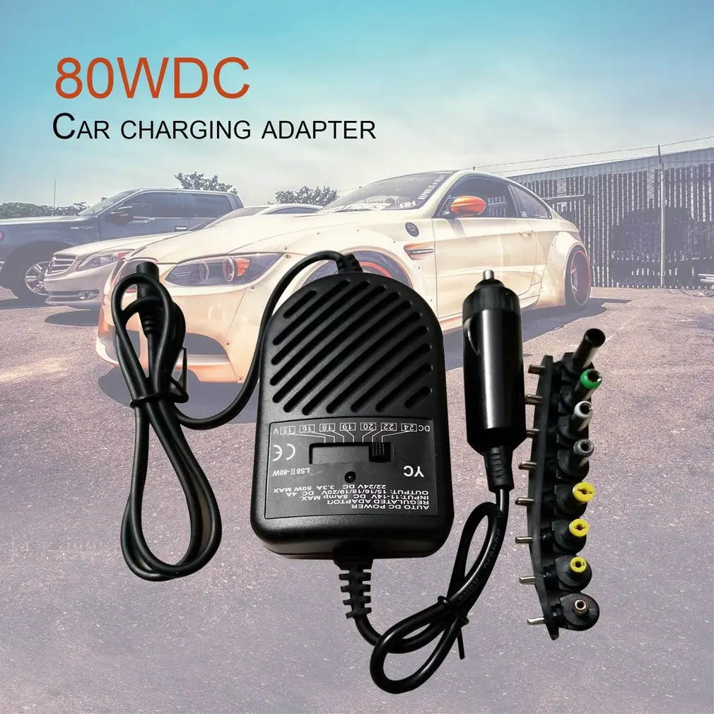 

Universal 80W DC Auto Charger Power Adapter With 8 Ports For Laptop Notebook Computer PC 15~24V Variable Voltage Dropshipping