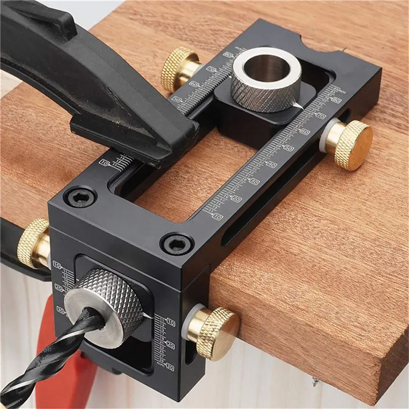 

Adjustable Woodworking 2 in 1 Doweling Jig Kit Pocket Hole Jig Drilling Guide Locator For Furniture Connecting Hole Puncher Tool