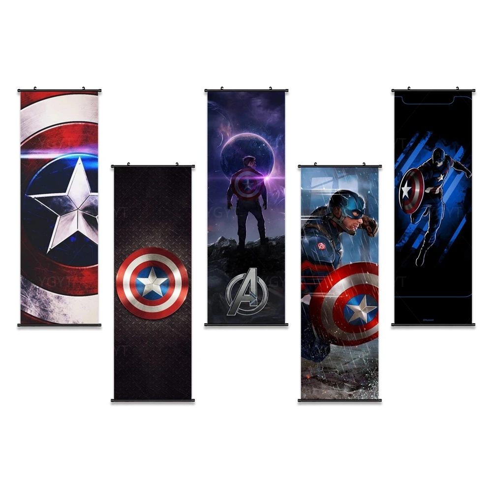 

Print Captain America Poster Wall Artwork Pictures Marvel Painting Avengers Canvas Plastic Movie Hanging Scrolls Home Decoration