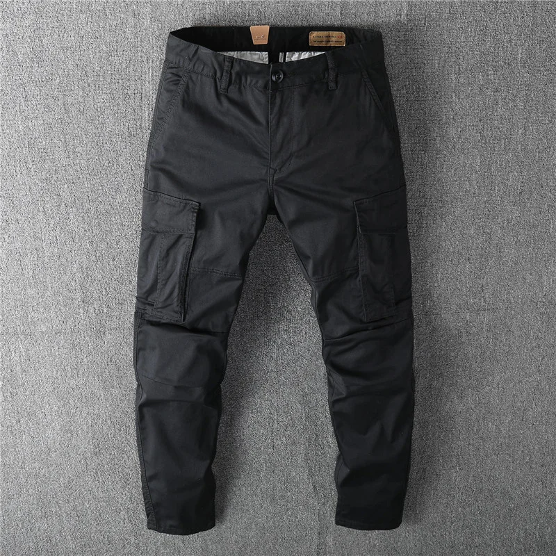 

High quality Summer Slightly Elastic Straight Workwear Men's American Three dimensional Casual Pants Multi Pocket Solid Versatil