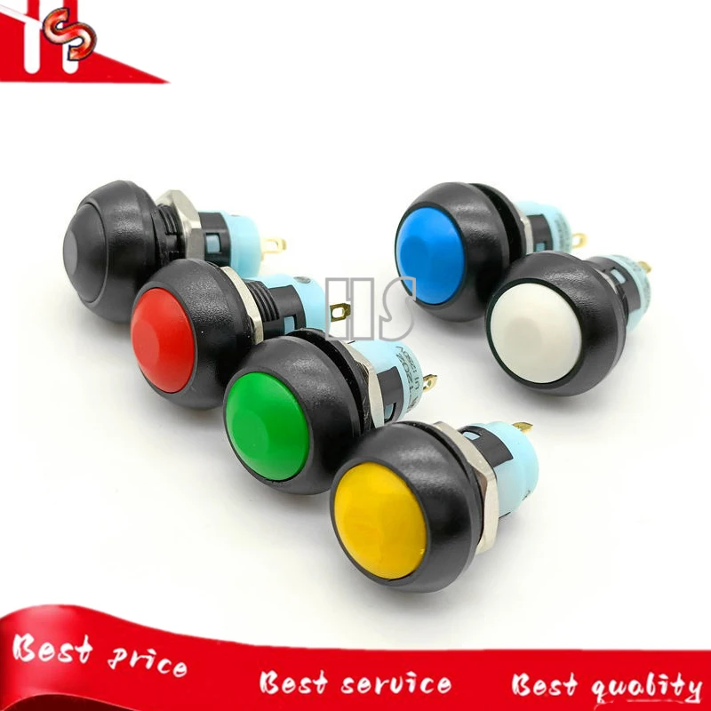 2 шт./партия, водонепроницаемый кнопочный переключатель, 12 мм, 2 контакта
