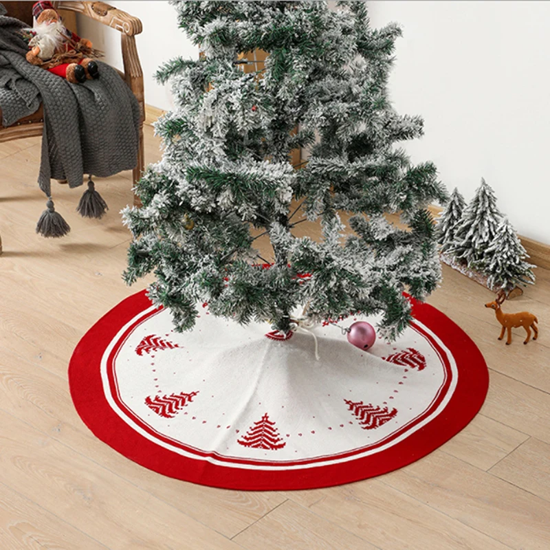 

2 Type Christmas Tree Skirts Snowman Round Elk Round Carpet Red Cloth Apron Deer Felt Rug Skirt Floor New Year Party Home Decor