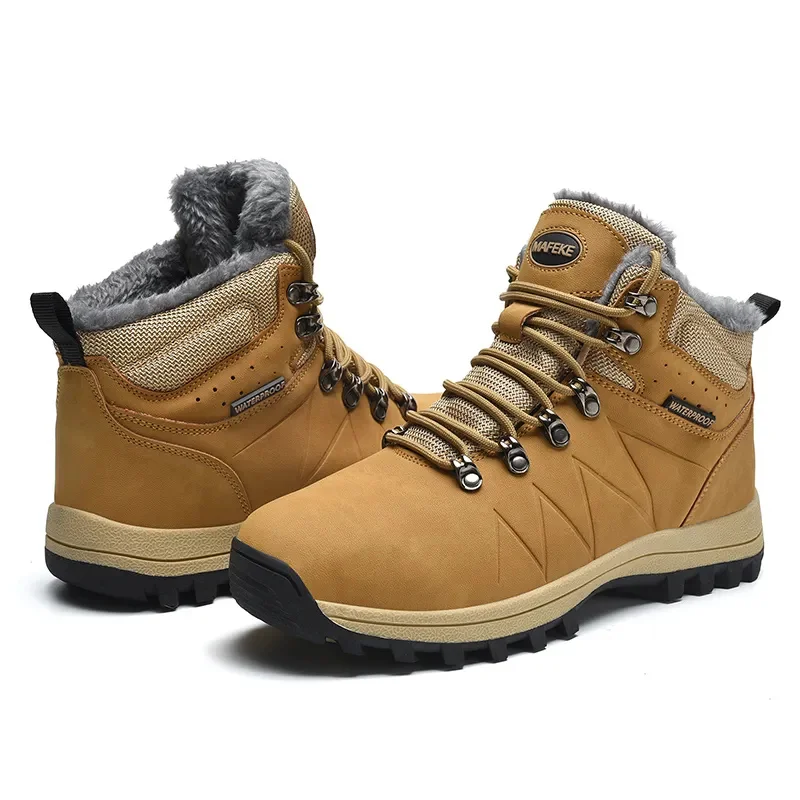 

Men's Shoes Winter Anti Slip Snow Boots Outdoor Plush Leather Hiking Shoes High Quality Waterproof Boots Casual Shoes For Men