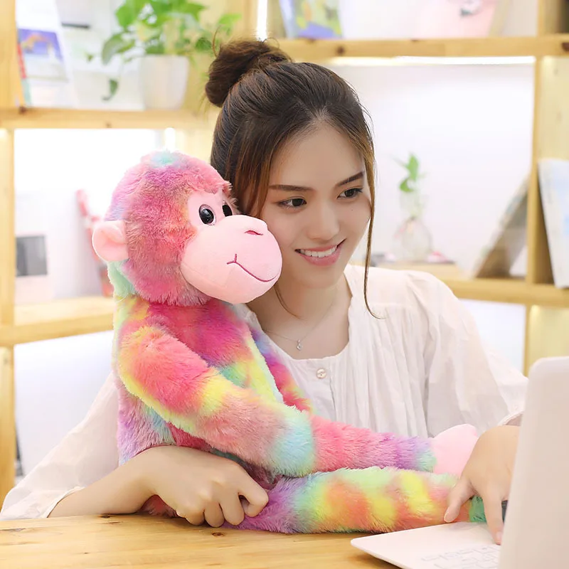 

2023 Hot Sale Rainbow Long Arm Monkey Plush Toys Cartoon Orangutan Cute Stuffed Toy Dolls for Kids Children Boys Birthday Gifts