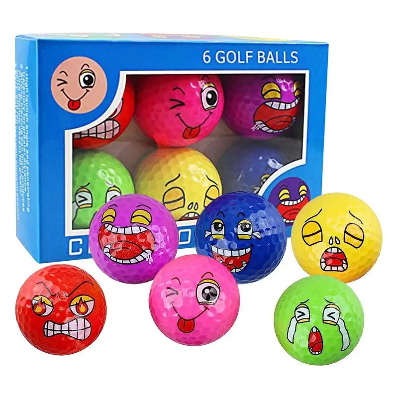 

Mini Novelty Funny Golf Training Ball 6pcs/box Cute Smiling Golf Balls Standard Professional Golf Balls Gift Wholesale