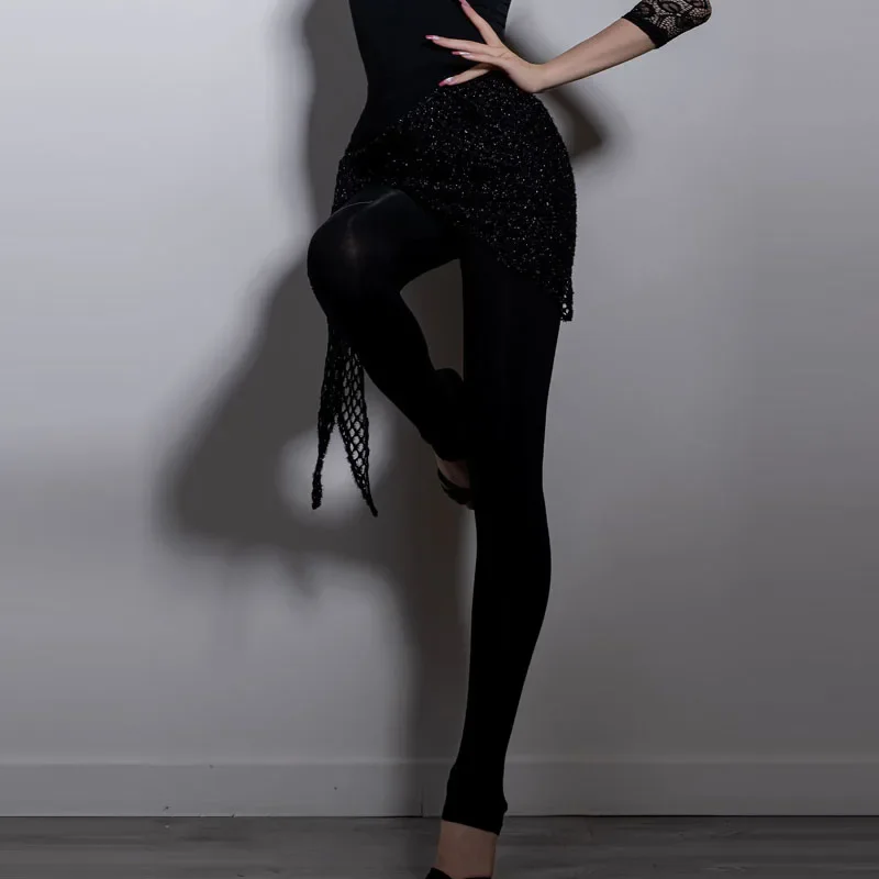 Женское платье для латиноамериканских танцев дизайнерское с шарфом на бедрах