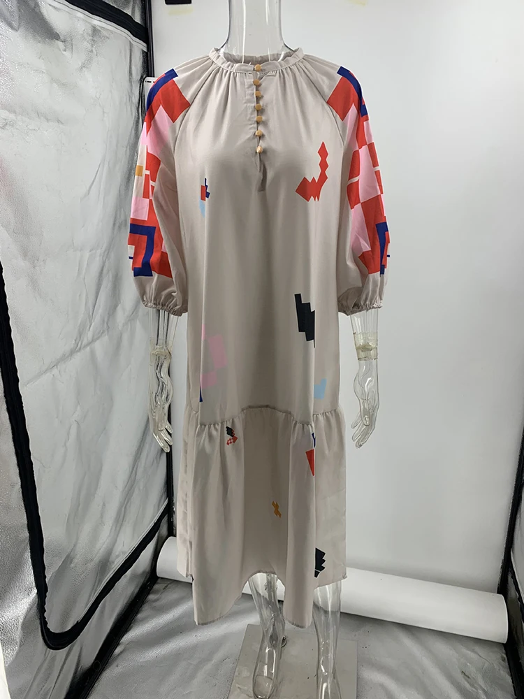 UCXQ Элегантное женское платье в европейском стиле с длинным рукавом и