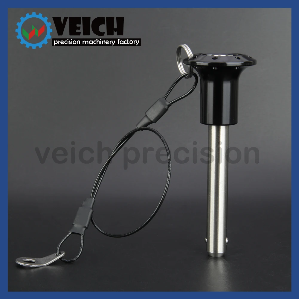 

VCN111-inch Silver Button Quick Release Ball Lock Pins Push Pins Mushroom Handle With Multiple Holes and Satety Rope