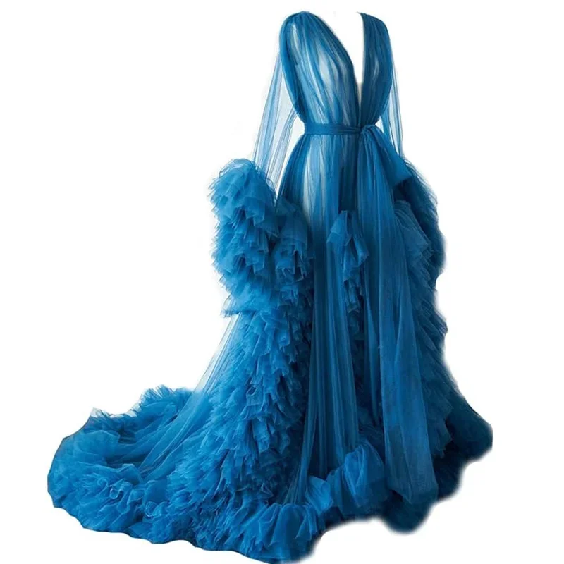 Тюлевый халат длинное нижнее белье Свадебный пышная ночная рубашка для