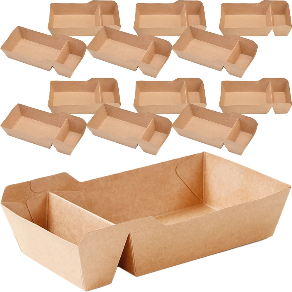 

50 Pcs Take Out Food Trays Taco Boats Kraft Containers Cardboard Disposable Paper Serving Sushi Dish Nachos