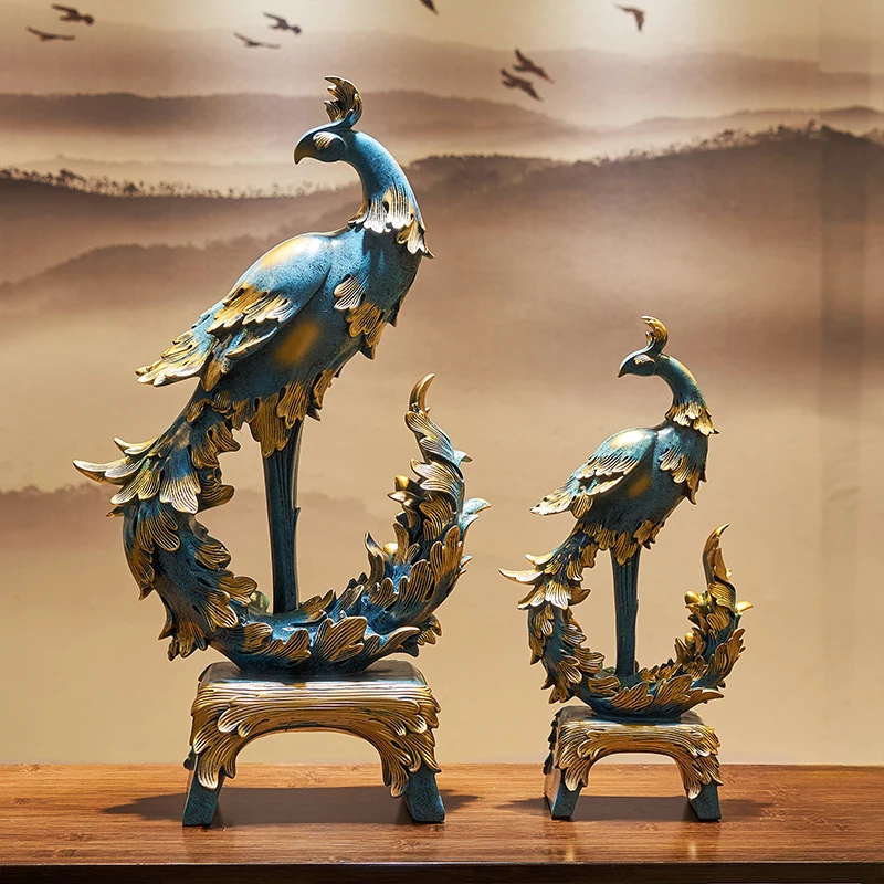 

Chinese Animal Model Home Decoration Accessories for Living Room Phoenix Figurines for Indoor Resin Charms Flatback Office Decor