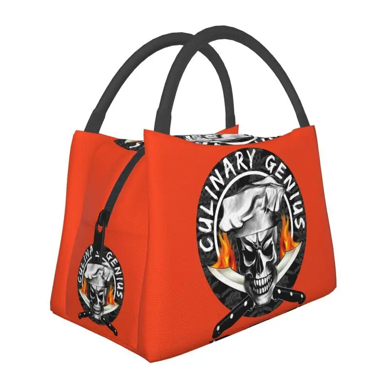 

Skull Chef Culinary Genius Insulated Lunch Bags Women Waterproof Cooking Pirate Thermal Cooler Lunch Box Beach Camping Travel