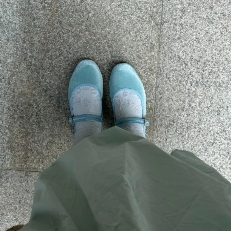 Балетки женские на плоской подошве Туфли Мэри Джейн круглый носок шелковая