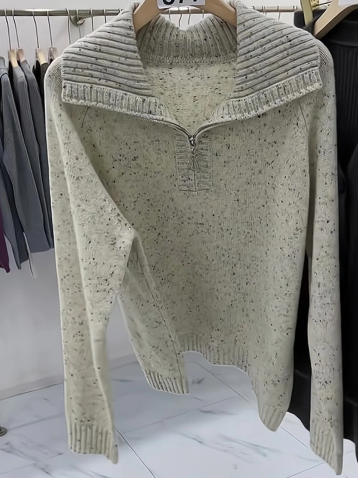 Осень-зима 2023 новый модный повседневный свитер на молнии с лацканами и цветными