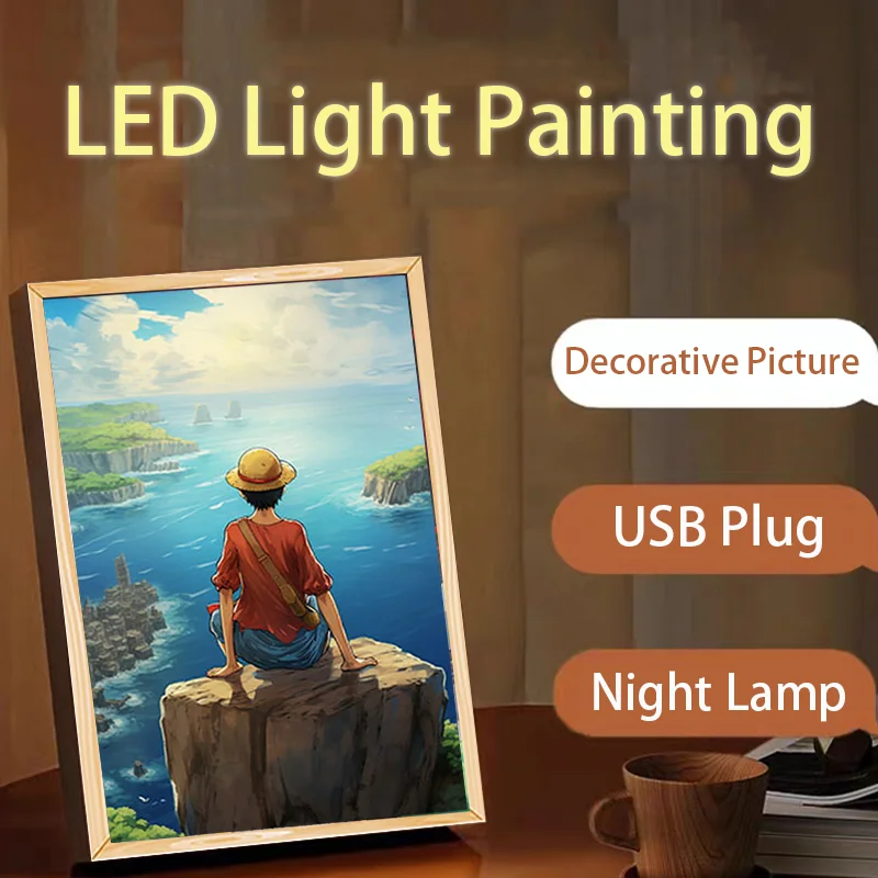 

3d Anime LED Light Box One Piece Monkey·D·Luffy Action Figure Toys Roronoa Zoro Atmosphere Table Lamp For Kids Birthday Gift
