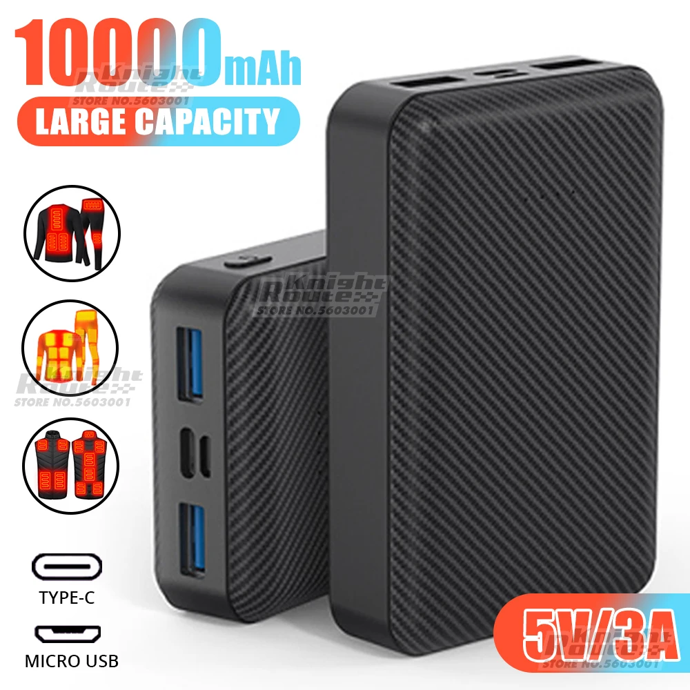 

Power Bank 10000mAh Portable Charging Powerbank Mobile Phone External Battery 2.1A Fast Charging Warm Palace Belt Heating