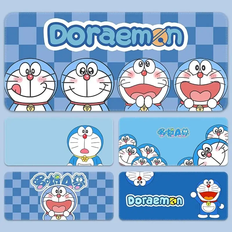 

90cm X 40cm X 4mm Doraemon Checkered Pattern Background Mouse Pad Kawaii Machine Cat for Desk Office Accessories for Students