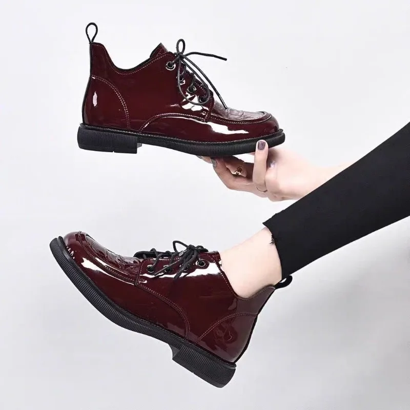 Осенние женские туфли-оксфорды на плоской подошве 2025 г. черные студенческие