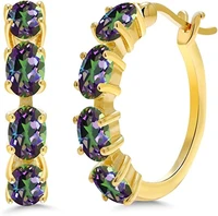 luxurious 18k gold filled hoop earrings classic hand set mystic topaz crystals hoop earrings for women wedding