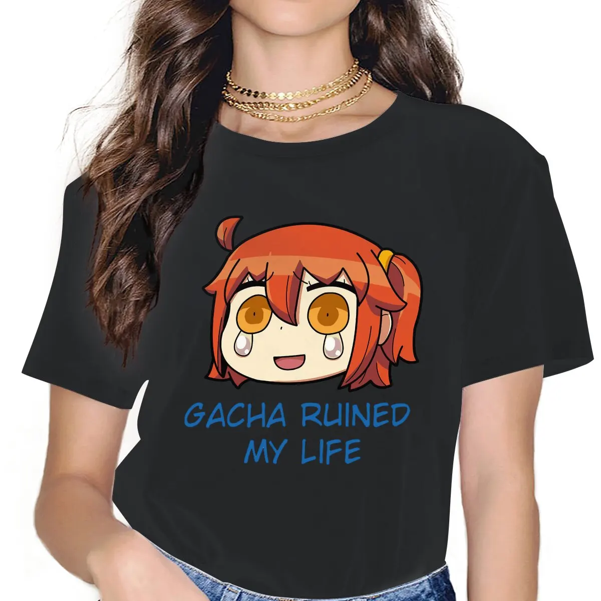 

FGO Gacha разрушенная моя жизнь женская одежда судьба большой заказ Аниме графика женские футболки винтажный Графический Свободный Топ Футбол...
