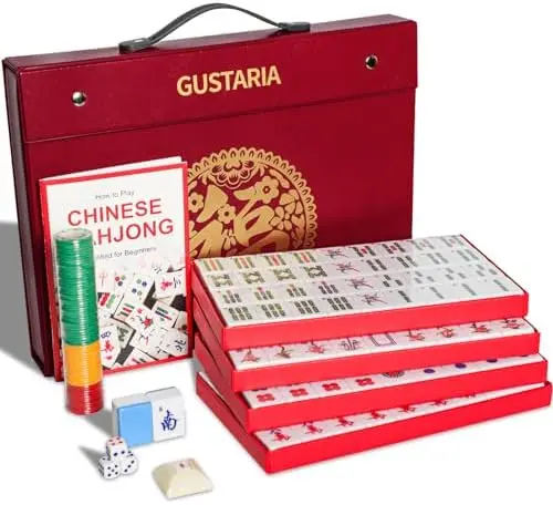 

Chinese Mahjong Game Set, Large (1.5") 144 Numbered Green Tiles, 2 Spare Tiles, Complete Mahjongg Set with Durable Carrying