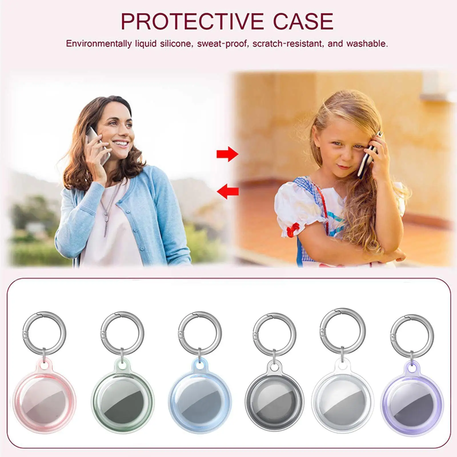 

New Liquid Silicone For Airtag Keychain Phone Anti-scratch Protective Cover Tracker Location Device Co U3r8