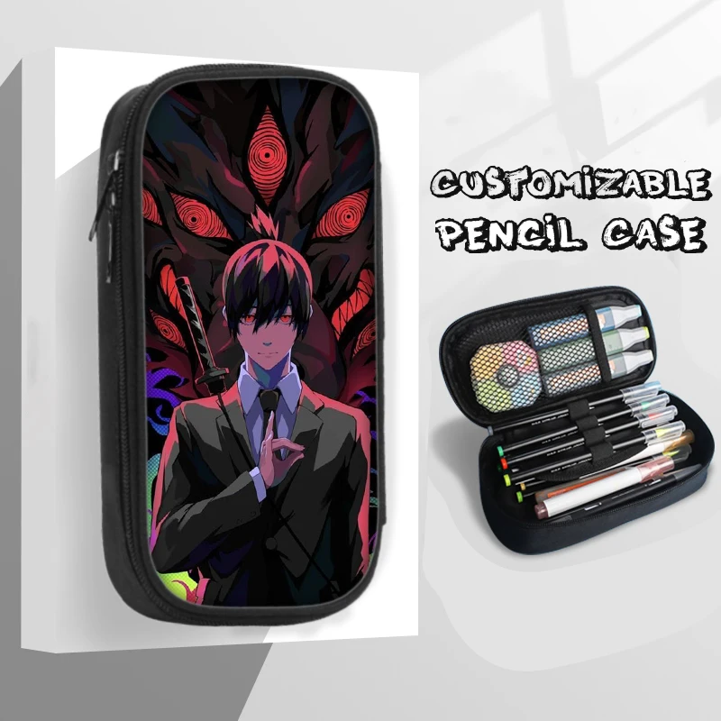 

21cm X 10cm Hayakawa Aki Chainsaw Man Pencil Cases Kawaii Cosmetic Bags Anime HD Pattern Denji Stationery Canvas Office Supplies