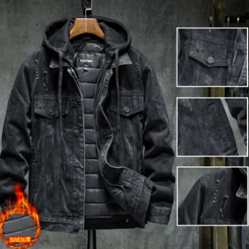 Джинсовая куртка мужская Весенняя утепленная Повседневная универсальная