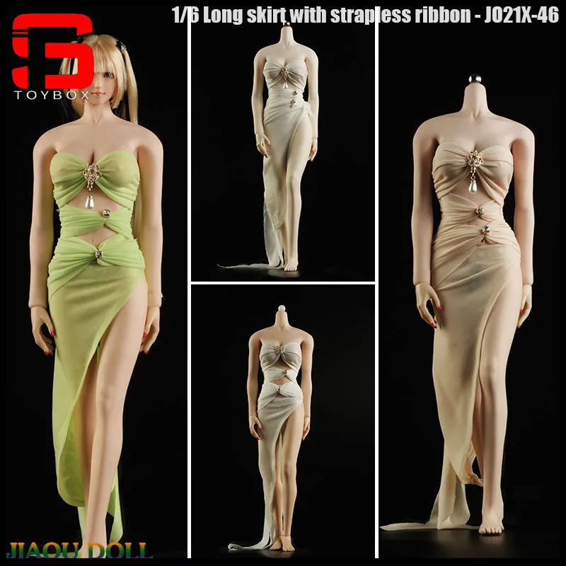 

JO21X-46 1/6 Female Long Skirt With Strapless Ribbon Sexy Evening Dress Model Fit 12'' Soldier Action Figure Body Dolls In Stock