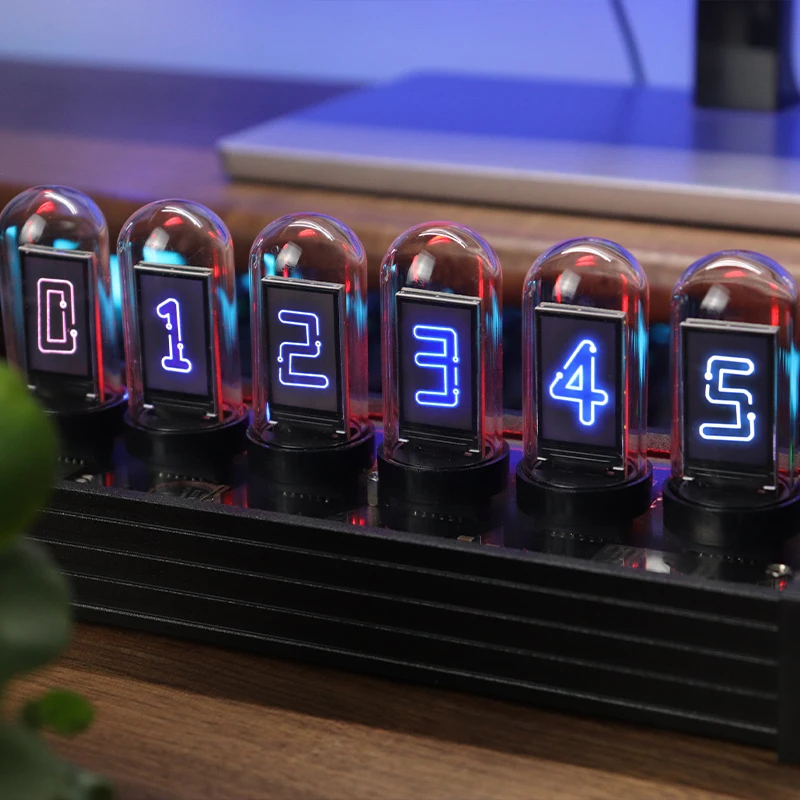 RGB светодиодные часы винтажного стиля с цифровым дисплеем Nixie на 6 бит, фотоотображением времени, ретро-дизайном, модулем IPS и стеклянным куполом для декорации.