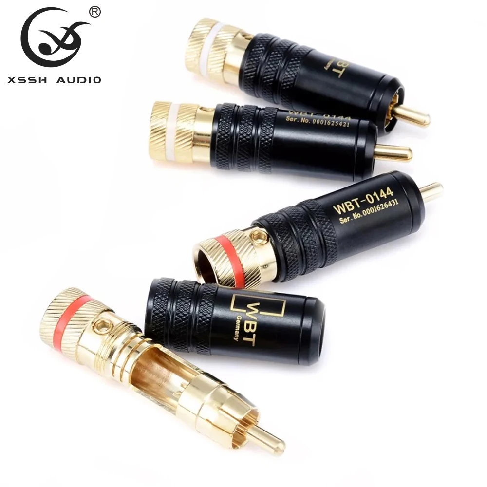 

8pcs Banlance Adapter Hi-end XSSH YIVO HIFI DIY OEM ODM Brass Plating Gold Video Male Audio Connectors RCA Plug Jack for Cable