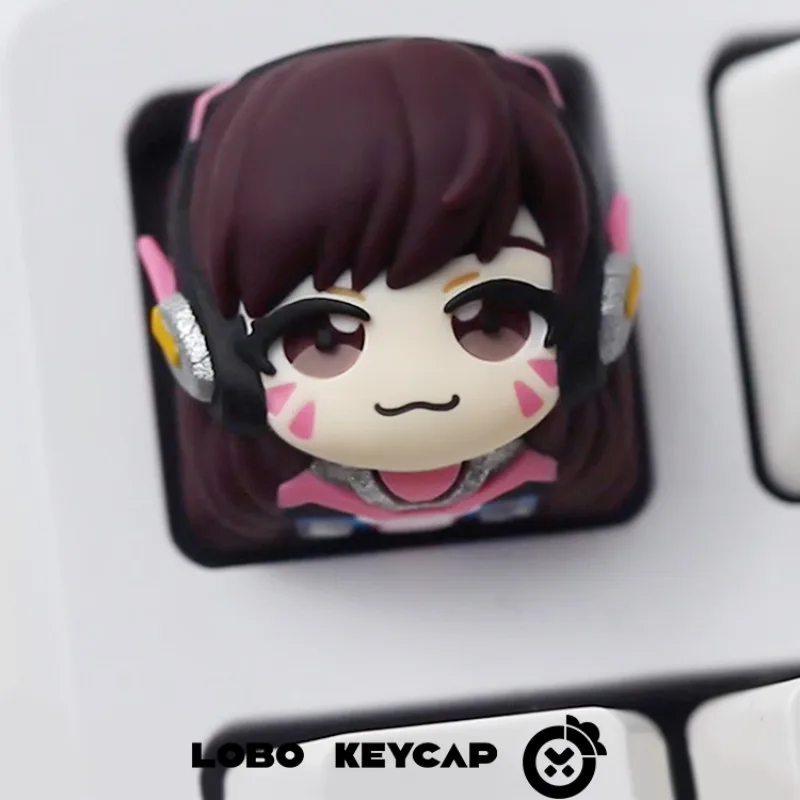 Фото Коллекционные кастомные кейкапы OW Kiriko & D.Va из смолы для механических клавиатур, аксессуары для ПК и гейминга, милые мультяшные подарки №4