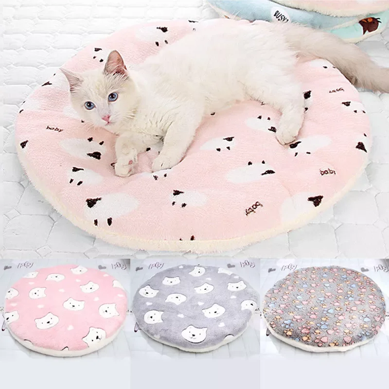 

2022NEW Round Pet Sleeping Mat Warm Dog Bed Soft Fleece Pet Blanket Cat Puppy Sleep Mat Lovely Mattress Cushion for Small Large