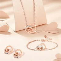 trendy titanium steel bracelet necklace earrings rose gold bracelets gorgeous colors for women popularity jewelry charm necklace