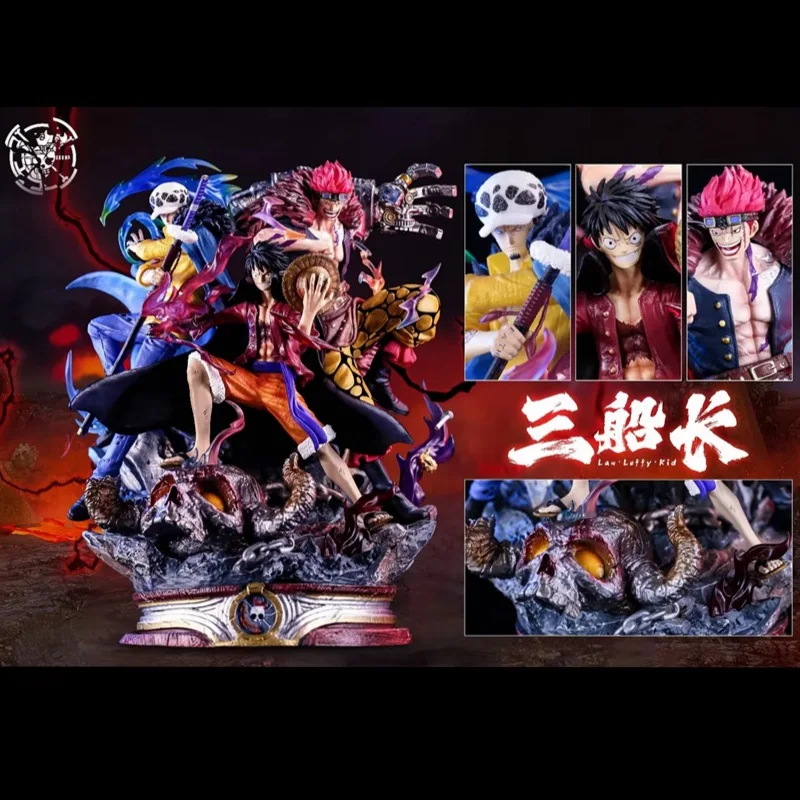 

20cm One Piece Ghost Island Battle Supernova Three Captains Straw Hat Luffy Kiddo Ro Scene Hand Puppet Statue