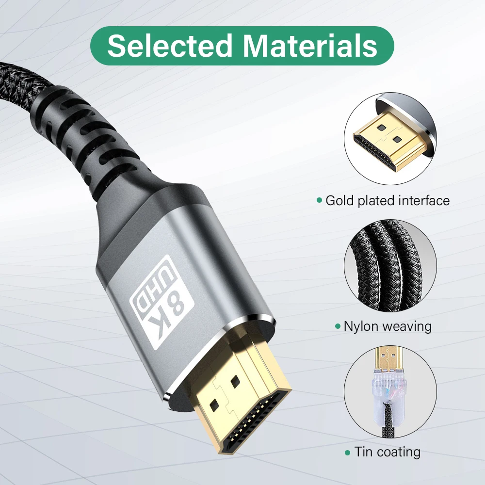 8K 60HZ 4K 120HZ HDMI-кабель для ТВ ноутбука PS4 PS5 Xiaomi mi Box PC Сверхскоростной HD-видео шнур 1M 2M